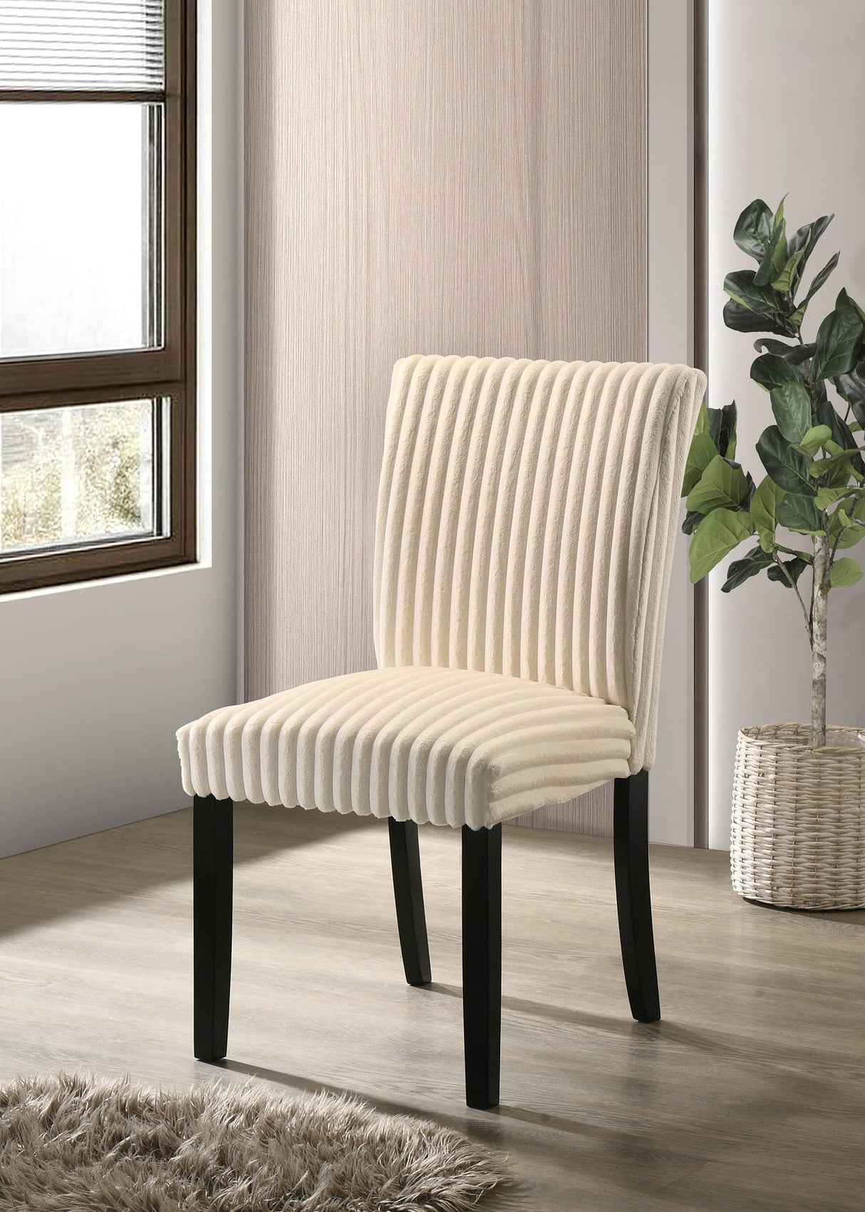 Dermott Cream Upholstered Parson Dining Side Chair, Set of 2 from Coaster - Luna Furniture