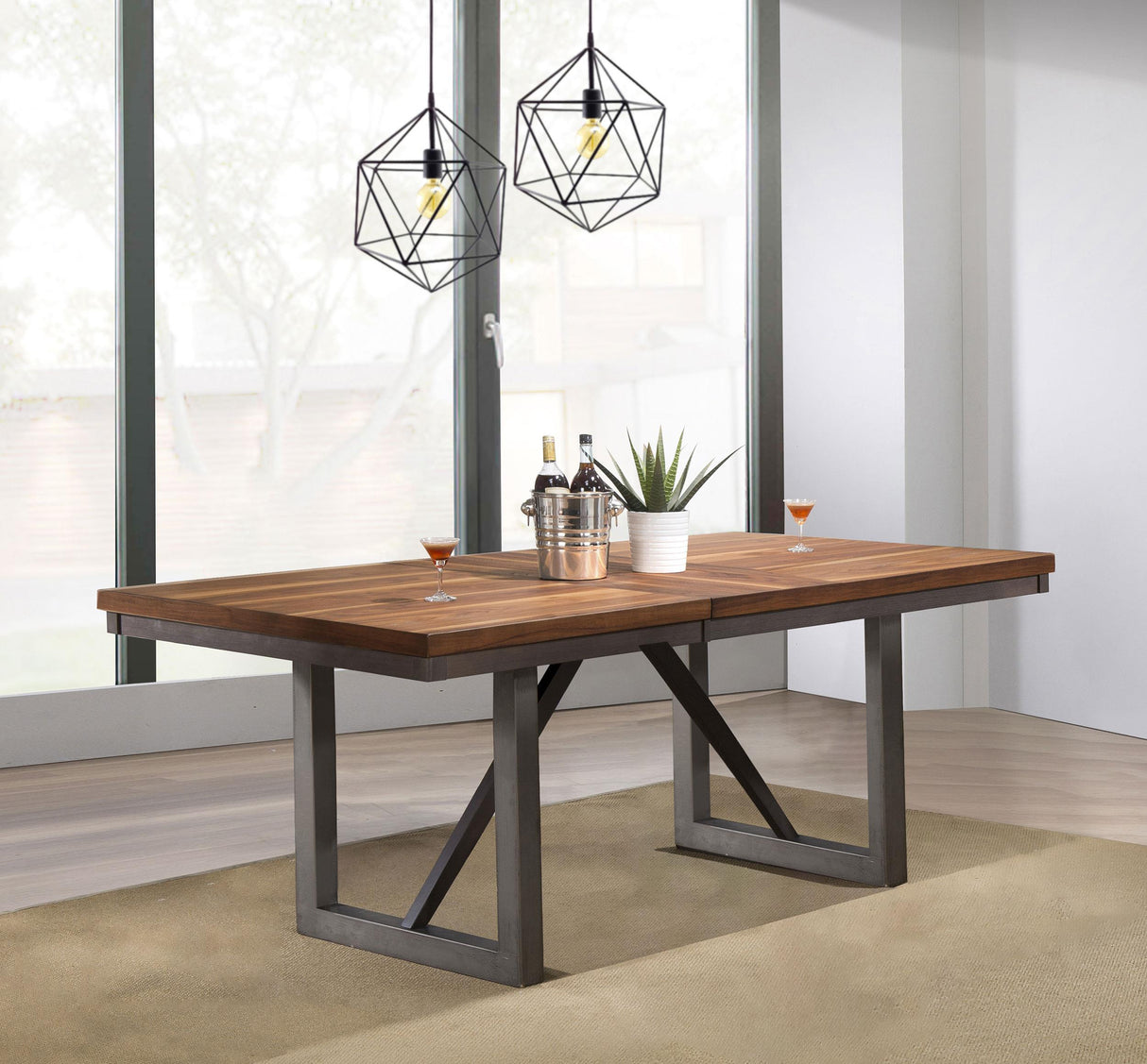 Spring Creek Natural Walnut Dining Table with Extension Leaf from Coaster - Luna Furniture