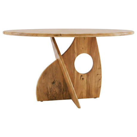 Snyder Natural Acacia Round Pedestal Dining Table from Coaster - Luna Furniture