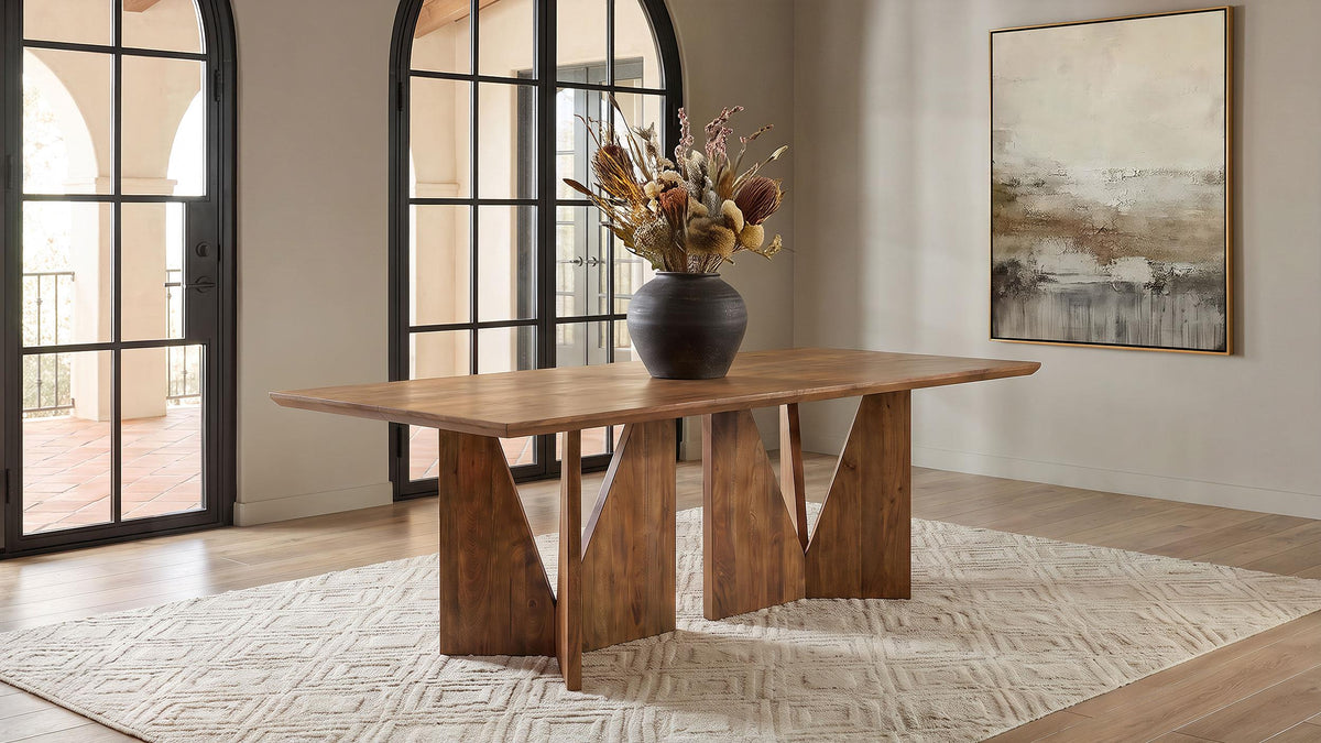 Sosa Light Brown Solid Mango Wood Dining Table with Angular Base from Coaster - Luna Furniture