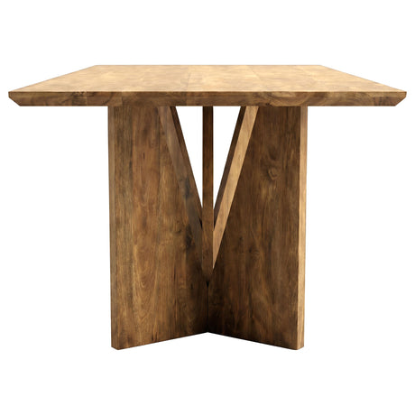 Sosa Light Brown Solid Mango Wood Dining Table with Angular Base from Coaster - Luna Furniture