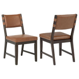Tegan Cognac Faux Leather Upholstered Dining Side Chair, Set of 2 from Coaster - Luna Furniture