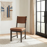 Tegan Cognac Faux Leather Upholstered Dining Side Chair, Set of 2 from Coaster - Luna Furniture