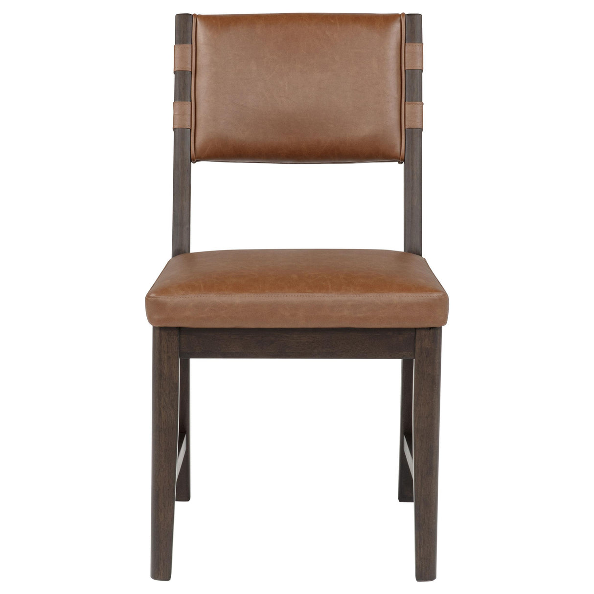 Tegan Cognac Faux Leather Upholstered Dining Side Chair, Set of 2 from Coaster - Luna Furniture