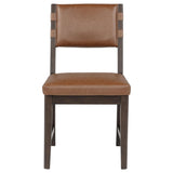 Tegan Cognac Faux Leather Upholstered Dining Side Chair, Set of 2 from Coaster - Luna Furniture