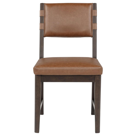 Tegan Cognac Faux Leather Upholstered Dining Side Chair, Set of 2 from Coaster - Luna Furniture