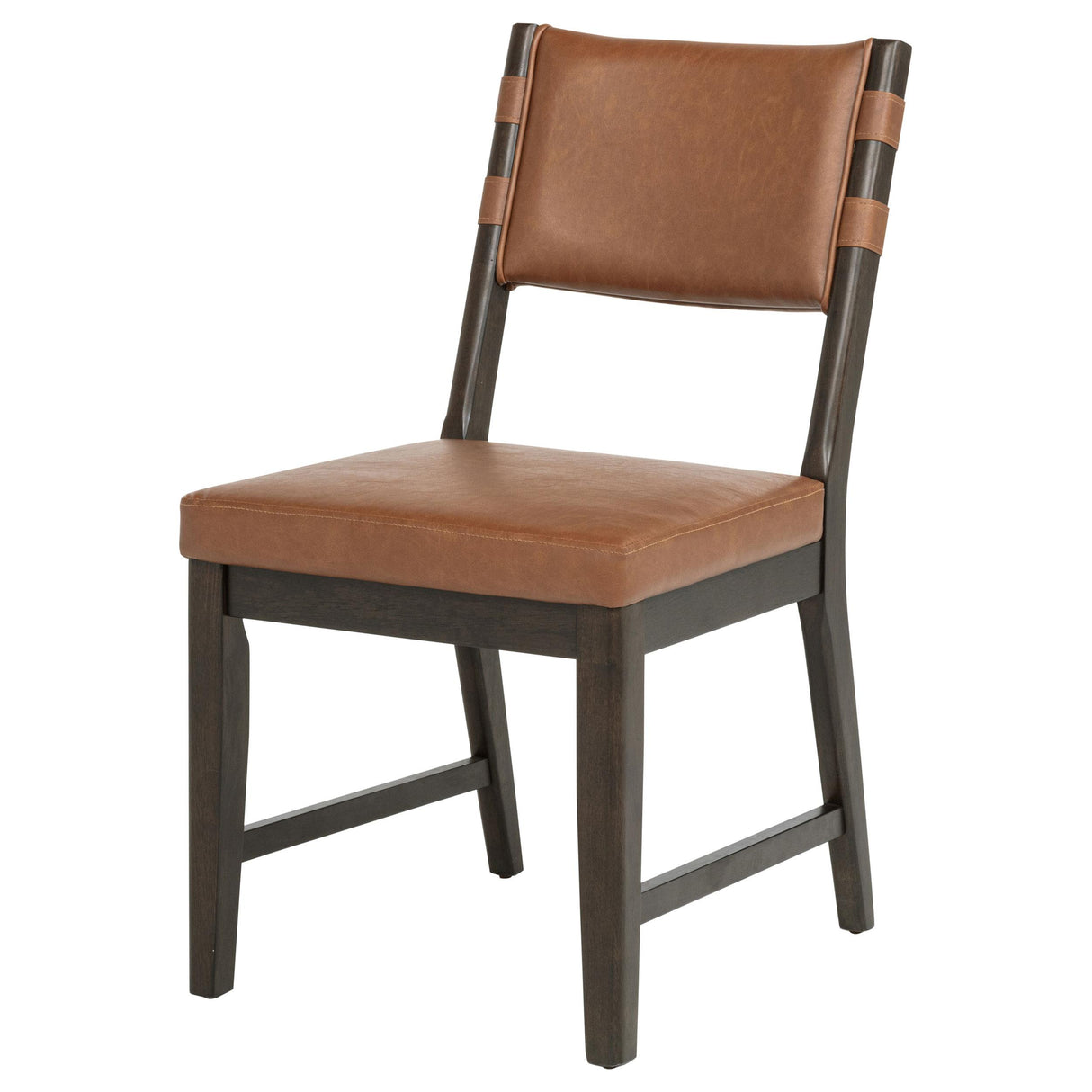 Tegan Cognac Faux Leather Upholstered Dining Side Chair, Set of 2 from Coaster - Luna Furniture