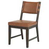 Tegan Cognac Faux Leather Upholstered Dining Side Chair, Set of 2 from Coaster - Luna Furniture