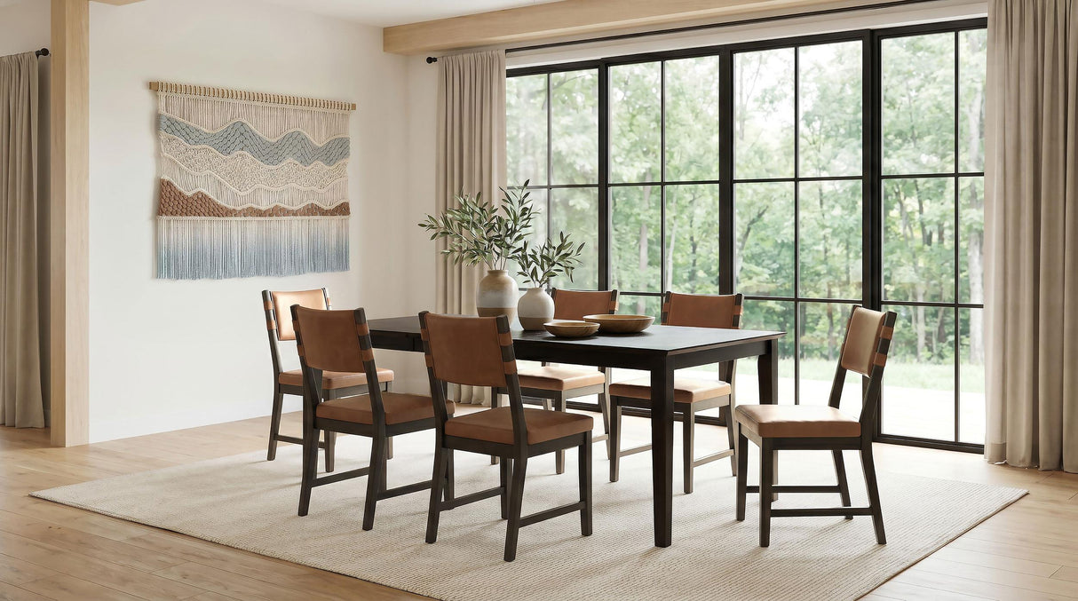 Tegan Cognac Faux Leather Upholstered Dining Side Chair, Set of 2