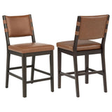 Tegan Cognac Faux Leather Upholstered Counter Height Chair, Set of 2 from Coaster - Luna Furniture