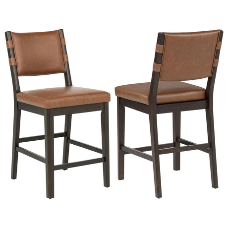 Tegan Cognac Faux Leather Upholstered Counter Height Chair, Set of 2 from Coaster - Luna Furniture