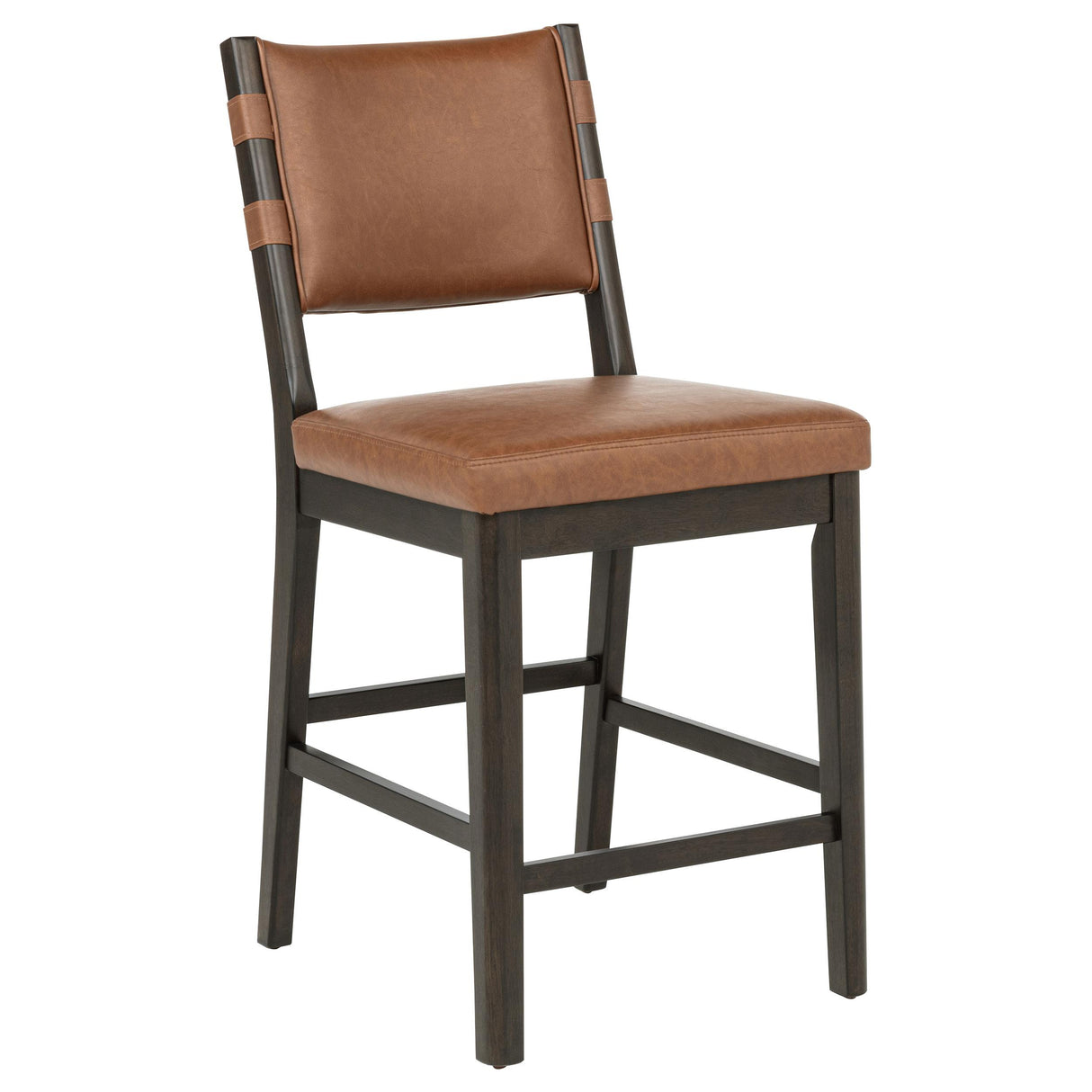 Tegan Cognac Faux Leather Upholstered Counter Height Chair, Set of 2 from Coaster - Luna Furniture