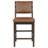 Tegan Cognac Faux Leather Upholstered Counter Height Chair, Set of 2 from Coaster - Luna Furniture