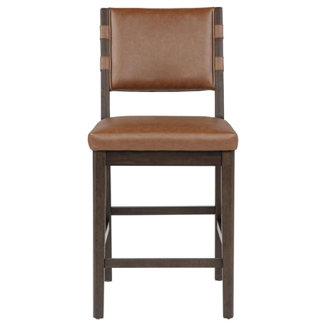 Tegan Cognac Faux Leather Upholstered Counter Height Chair, Set of 2 from Coaster - Luna Furniture