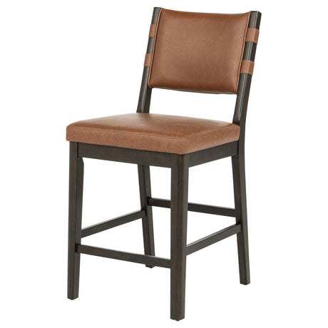 Tegan Cognac Faux Leather Upholstered Counter Height Chair, Set of 2 from Coaster - Luna Furniture