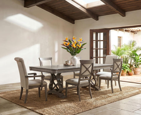 Cresswell Weathered Taupe 7-Piece 104-inch Extension Dining Set from Coaster - Luna Furniture