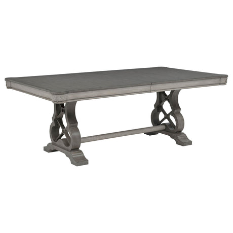 Cresswell Weathered Taupe 104-inch Double Pedestal Extension Dining Table from Coaster - Luna Furniture