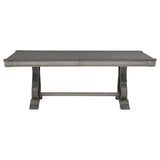 Cresswell Weathered Taupe 104-inch Double Pedestal Extension Dining Table from Coaster - Luna Furniture