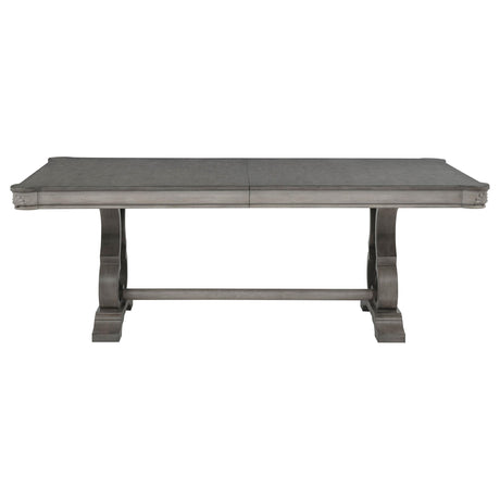 Cresswell Weathered Taupe 104-inch Double Pedestal Extension Dining Table from Coaster - Luna Furniture