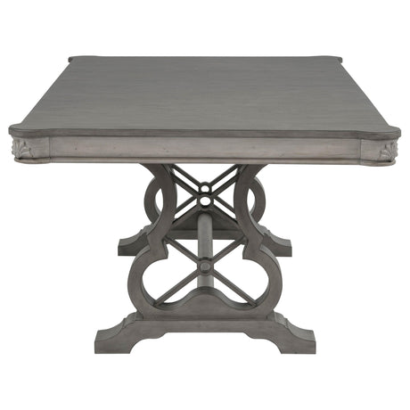 Cresswell Weathered Taupe 104-inch Double Pedestal Extension Dining Table from Coaster - Luna Furniture