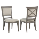 Cresswell Tan/Weathered Taupe Upholstered Dining Side Chair, Set of 2 from Coaster - Luna Furniture