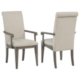 Cresswell Tan / Weathered Taupe Upholstered Dining Arm Chair (Set of 2) from Coaster - Luna Furniture
