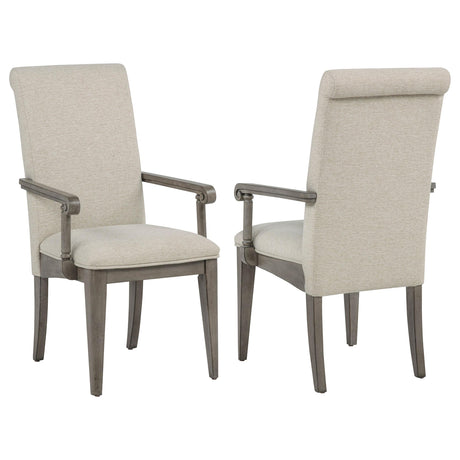 Cresswell Tan/Weathered Taupe Upholstered Dining Arm Chair, Set of 2 from Coaster - Luna Furniture
