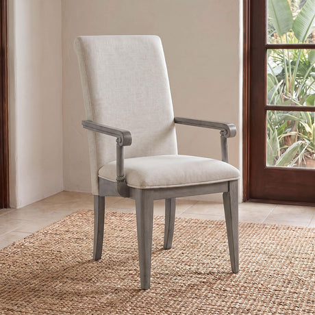 Cresswell Tan/Weathered Taupe Upholstered Dining Arm Chair, Set of 2 from Coaster - Luna Furniture