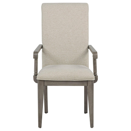 Cresswell Tan/Weathered Taupe Upholstered Dining Arm Chair, Set of 2 from Coaster - Luna Furniture