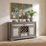 Cresswell Weathered Taupe 2-Door 3-Drawer Wine Storage Buffet