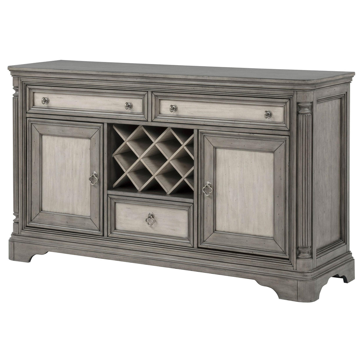 Cresswell 2-door 3-drawer Wine Storage Buffet Weathered Taupe from Coaster - Luna Furniture