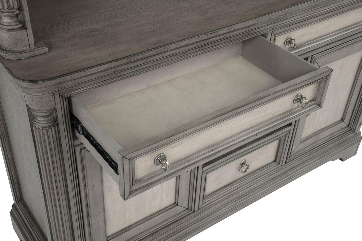 Cresswell 2-door 3-drawer Wine Storage Buffet Weathered Taupe from Coaster - Luna Furniture