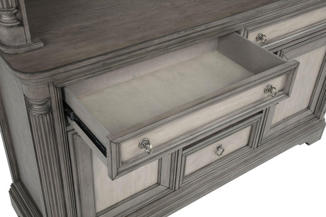 Cresswell Weathered Taupe 2-Door 3-Drawer Wine Storage Buffet from Coaster - Luna Furniture