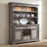 Cresswell Weathered Taupe 2-Door 3-Drawer Wine Storage Buffet