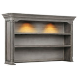 Cresswell 2-tier Touch Light Hutch Display Cabinet Weathered Taupe from Coaster - Luna Furniture