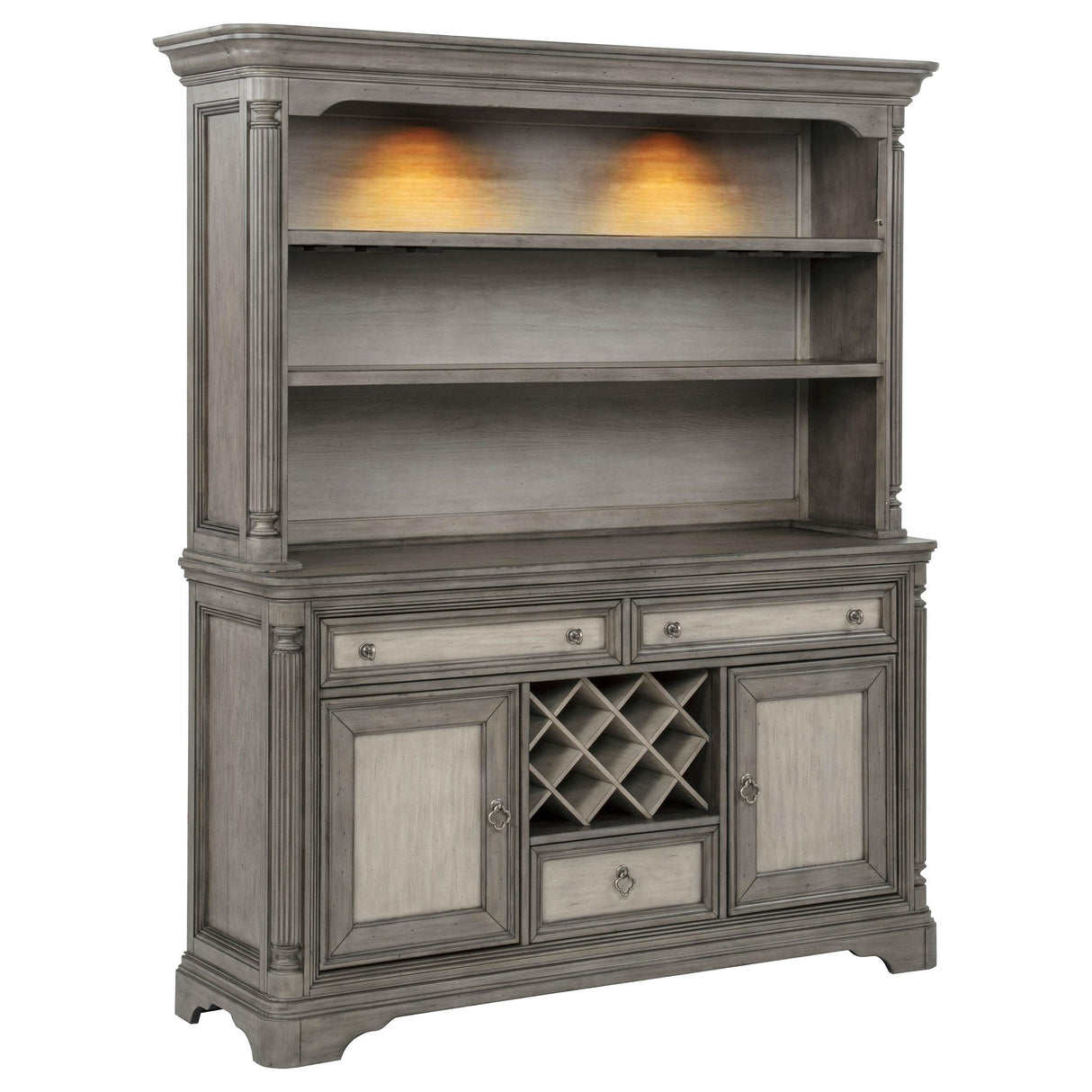Cresswell Weathered Taupe 2-Door and 3-Drawer Buffet and Hutch from Coaster - Luna Furniture