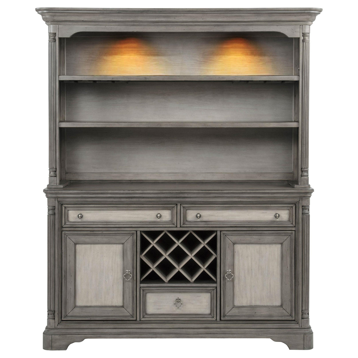 Cresswell Weathered Taupe 2-Door and 3-Drawer Buffet and Hutch from Coaster - Luna Furniture