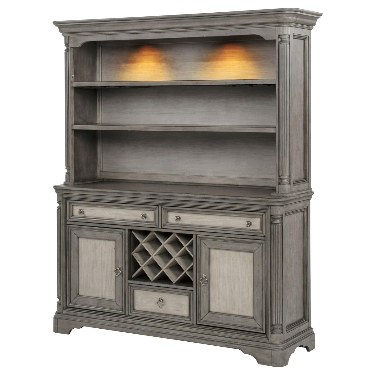 Cresswell Weathered Taupe 2-Door and 3-Drawer Buffet and Hutch from Coaster - Luna Furniture