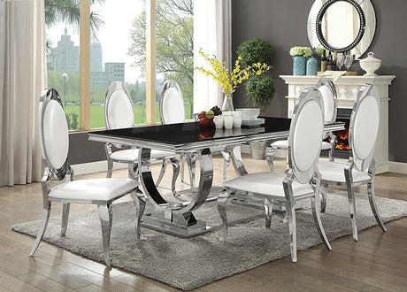 Antoine Chrome 7-Piece Rectangular Glass Top Dining Set from Coaster - Luna Furniture