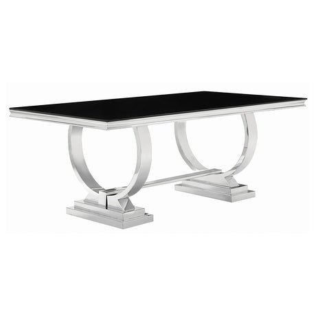 Antoine Chrome 7-Piece Rectangular Glass Top Dining Set from Coaster - Luna Furniture