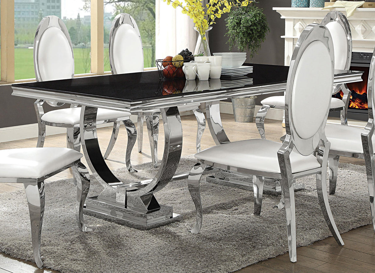 Antoine Chrome and Black Rectangular Dining Table from Coaster - Luna Furniture