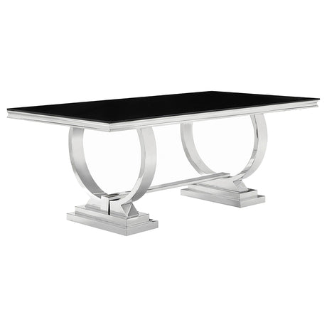 Antoine Chrome and Black Rectangular Dining Table from Coaster - Luna Furniture
