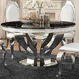 Anchorage Chrome and Black Round Dining Table from Coaster - Luna Furniture