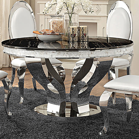 Anchorage Chrome and Black Round Dining Table from Coaster - Luna Furniture
