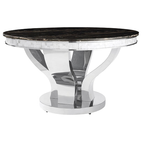 Anchorage Chrome and Black Round Dining Table from Coaster - Luna Furniture