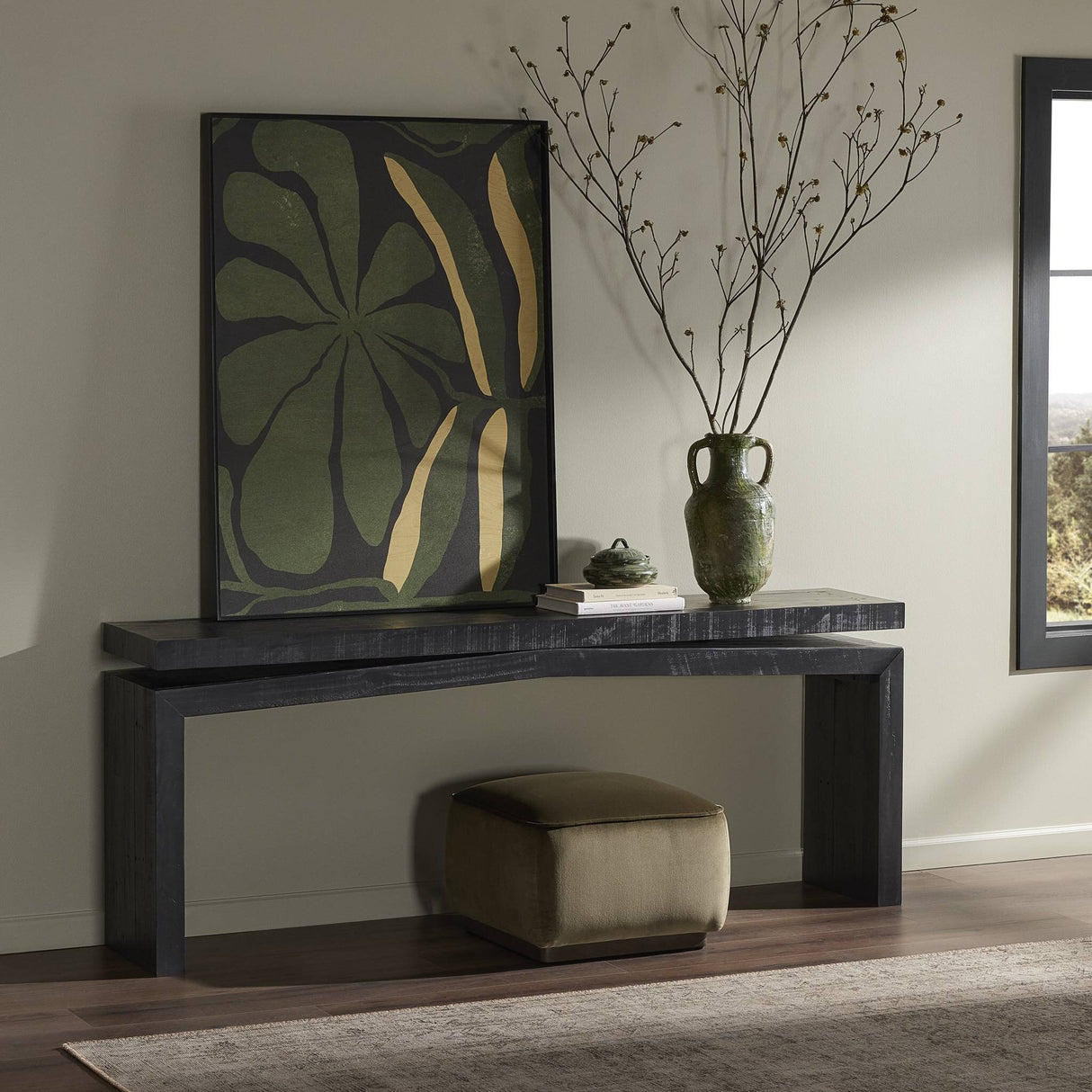 Matthes Console Table - 79" in Aged Black Pine from Four Hands - Luna Furniture