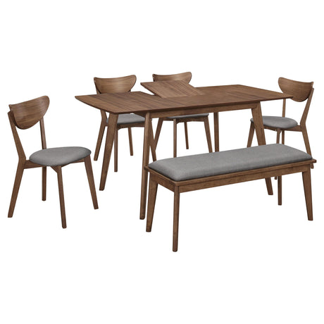 Alfredo Natural Walnut and Gray 6-Piece Dining Set from Coaster - Luna Furniture