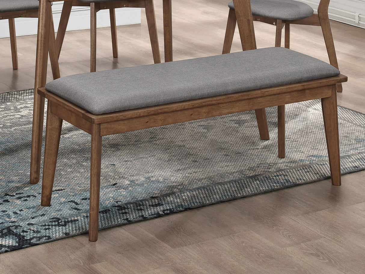 Alfredo Gray and Natural Walnut Upholstered Dining Bench from Coaster - Luna Furniture