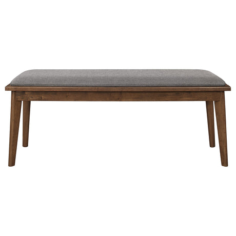 Alfredo Gray and Natural Walnut Upholstered Dining Bench from Coaster - Luna Furniture