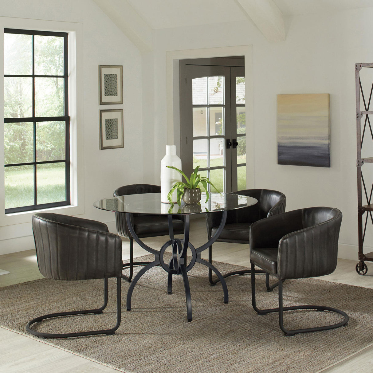 Aviano Gunmetal Dining Table Base from Coaster - Luna Furniture